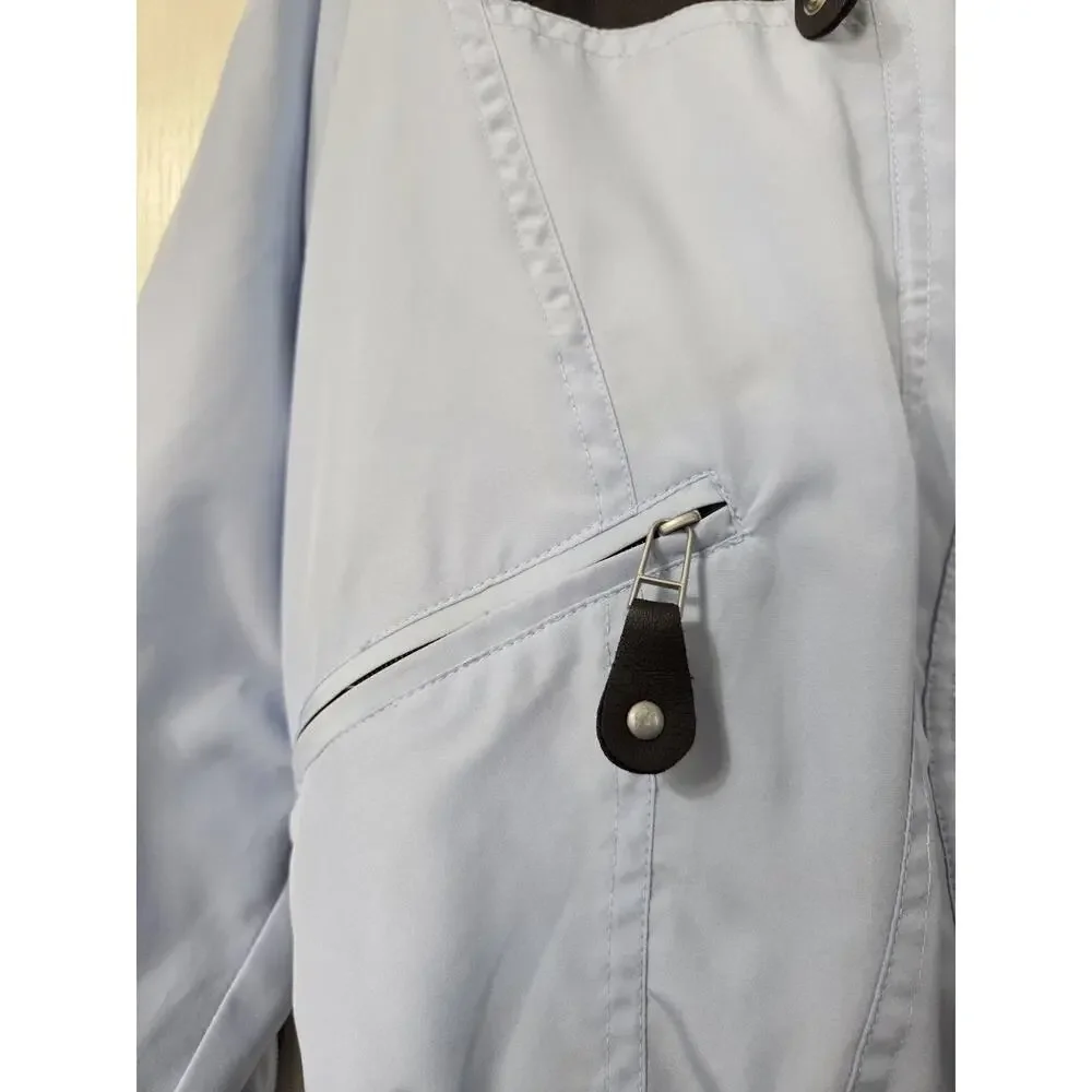 Jamie Sadock Light Blue Full Zip Boxy Sporty Short Golf Jacket, Petite Meidum